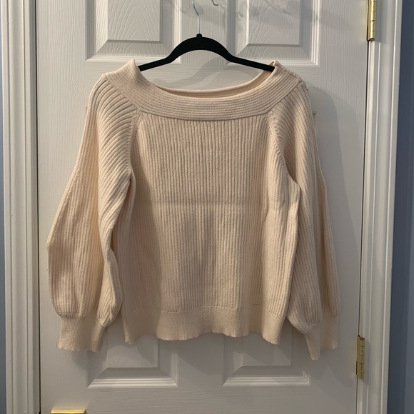Off the Shoulder Cream Sweater - Picture 2 of 6